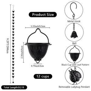 Cadena de Lluvia Metálica con Diseño de Mariquita y Cubos Recolectores, Cadena Decorativa para Drenaje de Agua en Jardín, Decoración Colgante para Patio - Product Image 6