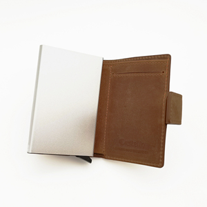 [Best Deal] Top Quality Castello Crazy Horse Leather RFID Aluminum Card Case <b>Smart</b> <b>Wallet</b> Men's Slim 9 Colors - Product Image 3