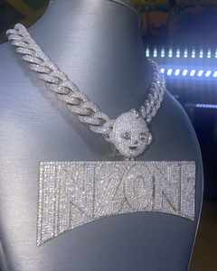 Collar con Colgante de Cruz de Moissanita de Lujo de 38 Quilates, Chapado en Oro Blanco VVS, Cadena de Estilo Hip Hop - Product Image 4