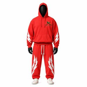 Conjunto de Chándal Personalizado con Diseño de Rayo para Hombre, 2 Piezas, Sudadera con Capucha y Pantalones Deportivos, Ropa Urbana, Venta al Por Mayor de Fábrica OEM - Product Image 2
