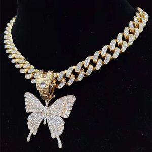 Pendentif Papillon Iced Out et Chaîne Miami Cuban en Or 14K avec Moissanite VVS et Diamant de Laboratoire, Collier Hip Hop Bling pour Hommes et Femmes - Product Image 6
