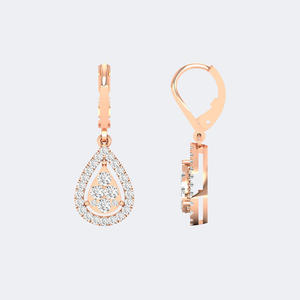 ต่างหูเพชรทรงกลม 1.00 กะรัต ประดับเพชรแบบเฮโลคลัสเตอร์ ตัวเรือนทอง 14k เพชรเลี้ยงในห้องปฏิบัติการ D VVS แบบ Leverback ตัวเรือนประดับเพชรแบบ Pave สำหรับผู้หญิง - Product Image 5