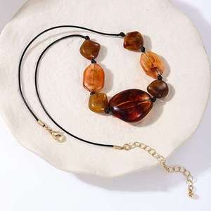 Fashion Resin Beaded <b>Necklace</b> Eye Catching <b>Statement</b> Piece Durable Lightweight Comfortable for Daily Wear and Evening Outfits - Product Image 5