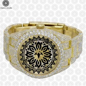 Charm Jewells Luxury Yellow Gold Round Analog <b>Watch</b> 40mm Sapphire Crystal <b>Diamond</b> Bezel Folding Clasp Unisex - Product Image 4