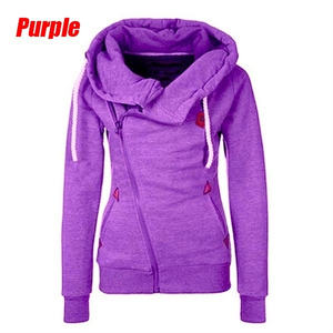 Nueva moda invierno mujer deportes personalidad cremallera lateral Sudadera con capucha suéter de color caramelo abrigo-caqui, S - Product Image 2