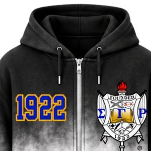 Sudadera con Capucha Oversize para Mujer Sigma Gamma Rho, Color Negro y Blanco, con Letras Griegas Personalizadas, Estilo Casual y Urbano - Product Image 4