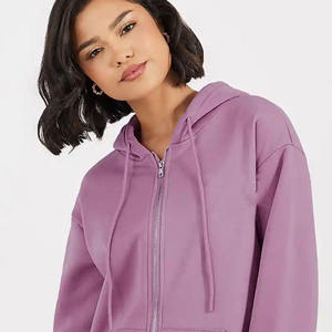 เสื้อฮู้ดซิปผู้หญิงแบบสั่งทำพิเศษ ผ้าฝ้ายฟลีซ 100% ป้องกันขนร่วง ระบายอากาศได้ดี มีโลโก้ด้านหน้า สวมใส่สบายในฤดูหนาว ทรงปกติ - Product Image 6