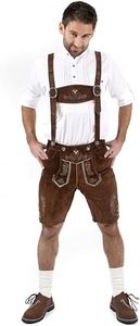 Lederhosen brodés de style ancien, grande taille, pour hommes |   Shorts en cuir bavarois d'inspiration antique |   Costume d'Oktoberfest fait main - Product Image 4