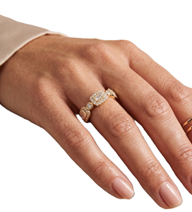 DEF Color VS VVS Clarity 18K Solid Gold Multi <b>Stone</b> Diamond Ring Baguette Round Lab Diamond Band Cluster Halo Wedding Band Ring - Product Image 5