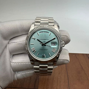 Montre automatique argentée avec cadran bleu glacé, lunette cannelée, style Hip Hop, saphir, édition limitée, haute qualité, mouvement ETA - Product Image 1