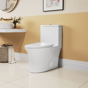 WC Monoblocco a Pavimento Comfort Height 1.1/1.6 GPF, Certificato WaterSense, Approvato CUPC, in Ceramica Bianca - Product Image 5