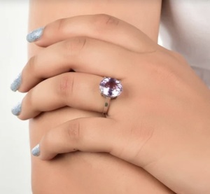 Anillo de Compromiso y Aniversario de Plata de Ley 925 con Amatista, Joyería Fina de Lujo para Mujer - Product Image 2