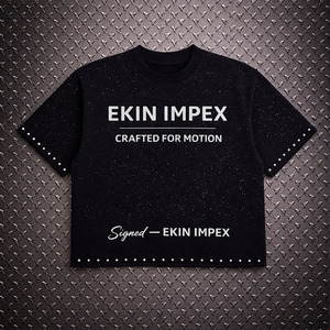 T-shirt personnalisé 360 grammes en flanelle écologique 100% coton, coupe courte, délavé à l'acide, effet vieilli, sérigraphie, ourlet brut, strass, coupe carrée - Product Image 1