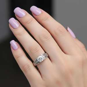 Anillo Clásico Real Art Deco con Moissanita de Corte Redondo de 1 Quilate, Plata 925 Original, Regalo de Aniversario para Pareja - Product Image 2