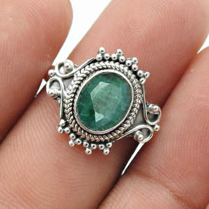 Natural Oval Cut <b>Emerald</b> Gemstone <b>Ring</b> Available In 925 Sterling <b>Silver</b> Pretty Oval Cut Bezel Setting Gemstone Bohemian <b>Ring</b> - Product Image 4