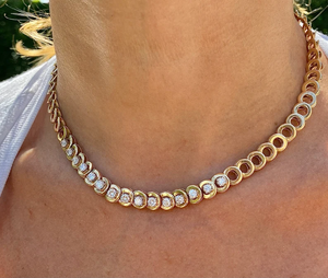 Collar Gargantilla de Cadena Figaro Chapado en Oro de 14K de Lujo con Incrustaciones de Diamantes, Joyería Unisex para Fiestas, Certificado IGI, Estilo Hip Hop - Product Image 3