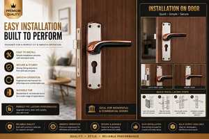 Ensemble de poignées de porte modernes chromées haut de gamme avec contrôle tactile et serrure à levier pour usage résidentiel et commercial en extérieur - Product Image 2