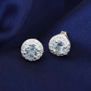 2026 New Fashionable Fine <b>Earrings</b> Jewelry Natural Blue And White Topaz Gemstone <b>Earrings</b> 925 Sterling <b>Silver</b> Fine <b>Stud</b> <b>Earrings</b> - Product Image 2