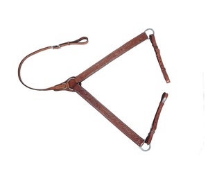 Conjunto de cabezada, pechopetral y riendas de cuero marrón estilo western con diseño floral tallado a mano, herrajes de acero inoxidable, fabricante indio, marca LLT - Product Image 5