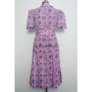 Vestido Largo Floral de Alta Calidad, 100% Algodón, Cuello en V, Corte Holgado, para Primavera/Verano, Elegante y Casual para Mujer - Product Image 6