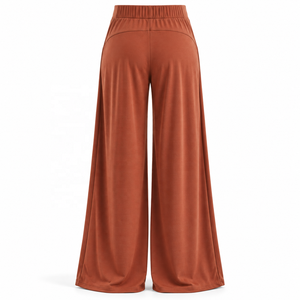 Pantalons de loisirs à jambes larges et palazzo pour femmes |   Vert Bleu Kaki Noir Brun |   Fabricant de vêtements de sport |   OEM ODM |   Logo personnalisé | - Product Image 2