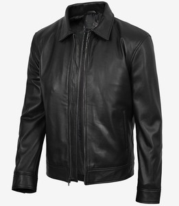 Veste en cuir PU pour homme, col rabattu, fermeture éclair, coupe classique, couleur unie, style bohème/western, imperméable, pour l'automne - Product Image 4