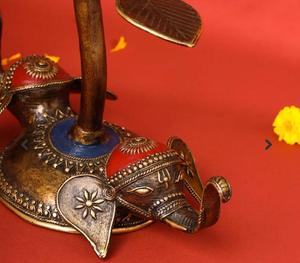 Handmade Brass Candle Stand With <b>Elephant</b> Base And Ornate Design For Home <b>Decoration</b> - Product Image 3