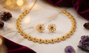 Divyoro – ensemble collier et boucles d'oreilles floraux plaqués or, longueur réglable, avec zircone cubique, pour femmes, bijoux de fête de mariage - Product Image 2