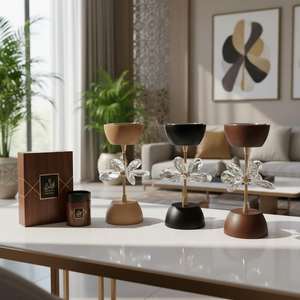 Quemador de Incienso de Madera con Cristal y Flores, Porta Incienso Árabe con Fragancia de Oud, Decoración de Mesa de Lujo, Venta al por Mayor para Exportación, Ramadán, Bodas - Product Image 4