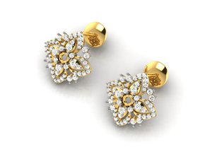 Pendientes de tuerca florales chapados en oro con circonita cúbica para mujer, elegantes joyas nupciales hechas a mano, producto a granel - Product Image 1