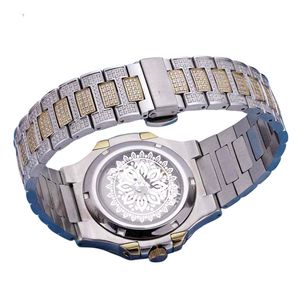 Charm_Jewels Luxury Men's Stainless Steel <b>Diamond</b> <b>Watch</b> Rectangle Analog Quartz 40mm Sapphire Crystal Folding Clasp - Product Image 2