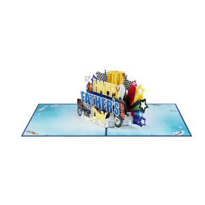 Carte de vœux 3D pop-up pour la fête des pères, faite à la main, bleue, cadeau personnalisé, vente en gros, approvisionnement en vrac - Product Image 3