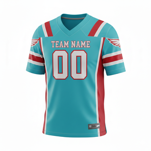 Maillot d'entraînement de football américain personnalisé pour adultes, manches courtes, respirant, option grande taille, 100 % polyester, col en V - Product Image 2