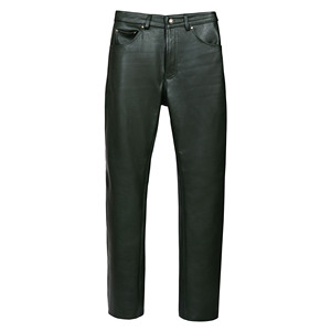 Pantalones de Cuero Genuino 100% Personalizados para Hombre, de Cintura Alta, Negros, Corte Recto, Estilo Motero, con Cierre de Botones - Product Image 6