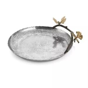 Hammered Metal Serving <b>Storage</b> <b>Tray</b> With Agate Handle Tabletop Centerpiece Decoration Food Serving Platter For Wedding Decor - Product Image 6