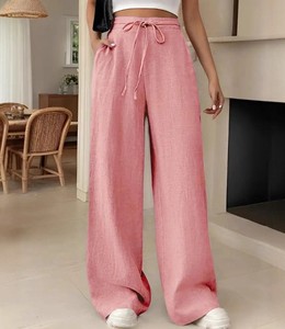 Pantalon en toile décontracté taille haute coupe droite unie pour femme, style européen et américain, idéal pour l'automne - Product Image 1