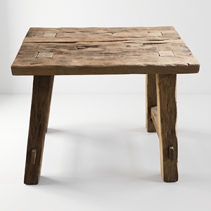 Tabouret en teck recyclé vintage, rustique, durable, en bois massif, pour restaurant, café, hôtel, entrée, entrepôt, appartement - Product Image 2