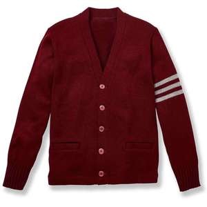 Cardigan en tricot pour femme, col en V, manches longues, couleur unie, style preppy, fermeture boutonnée, hiver, vintage, 100% nylon/acrylique - Product Image 1