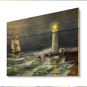 Decoración de Pared con Diseño de Faro de Madera de Pino |   Decoración Náutica de Madera Pintada a Mano para Colgar en la Pared, Venta al Por Mayor - Product Image 3