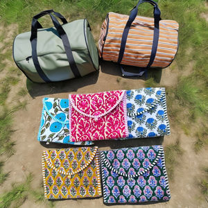 Pure Cotton Quilted Landscape Pattern <b>Coin</b> Pouches Button Closure-Small Size 5x5 Inches Unisex Jewelry Storage <b>Bag</b> Wholesale - Product Image 2