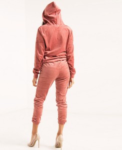 Conjunto de chándal con capucha para mujer, sudadera de terciopelo de color sólido, conjunto informal para correr, pantalones largos de otoño, chándal para mujer - Product Image 6