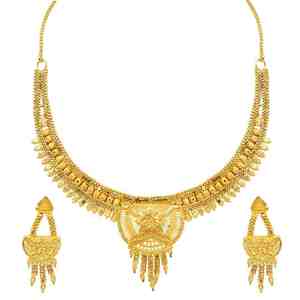 Wholesale Forming 14K 18K 24K Dye Gold Plated Short Necklaces Traditional <b>Floral</b> Design Jewelry Set Brass Gold Fashion Necklaces - Product Image 3