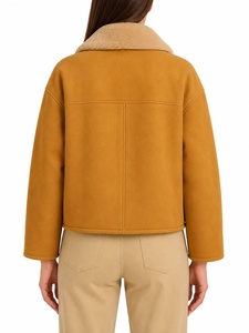 High Quality Women's Shearling Blazer Coat With <b>Shawl</b> Collar And Button Closure - Product Image 4