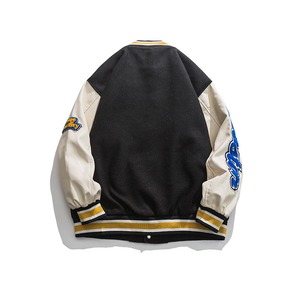 Chaqueta Varsity para Hombre, Diseño con Bloques de Color y Parches Bordados, Cuello Camisero, Estilo Casual, Corte Regular, Transpirable, para Invierno - Product Image 2