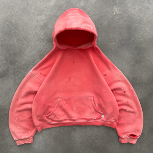 Sweat-shirt Streetwear Vintage à effet délavé, personnalisable, coupe oversize, molleton épais, coupe carrée, pour homme, effet délavé à l'acide, hoodie vieilli - Product Image 4