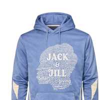 Sweat à capuche bleu royal Jack and Jill avec motif collage de mots, 100% coton, vêtements décontractés d'hiver pour hommes, femmes et adolescents