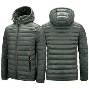 Lightweight Breathable <b>Men's</b> Insulated <b>Canvas</b> Puffer <b>Jacket</b> for Winter Waterproof Zips OEM Service Polyester Lining - Product Image 4