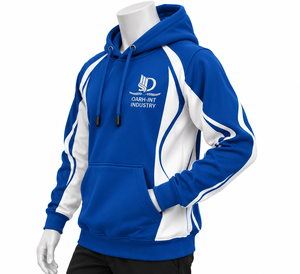 Sweat à capuche en polaire bleu et blanc pour homme, coupe classique, couleur unie, décontracté, avec logo imprimé sur le devant, poche, respirant, pour l'automne - Product Image 3
