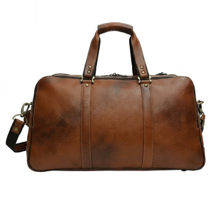 Vintage Style Genuine Leather Diamond Pattern Unisex Handbag Adjustable Strap Soft Handle Zipper Closure <b>Large</b> Travel <b>Storage</b> - Product Image 3