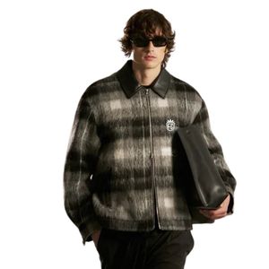 Chaqueta a Cuadros con Cuello en Contraste para Hombre en Blanco y Negro con Cierre de Cremallera de Diseño Elegante y Tela de Alta Calidad - Product Image 6